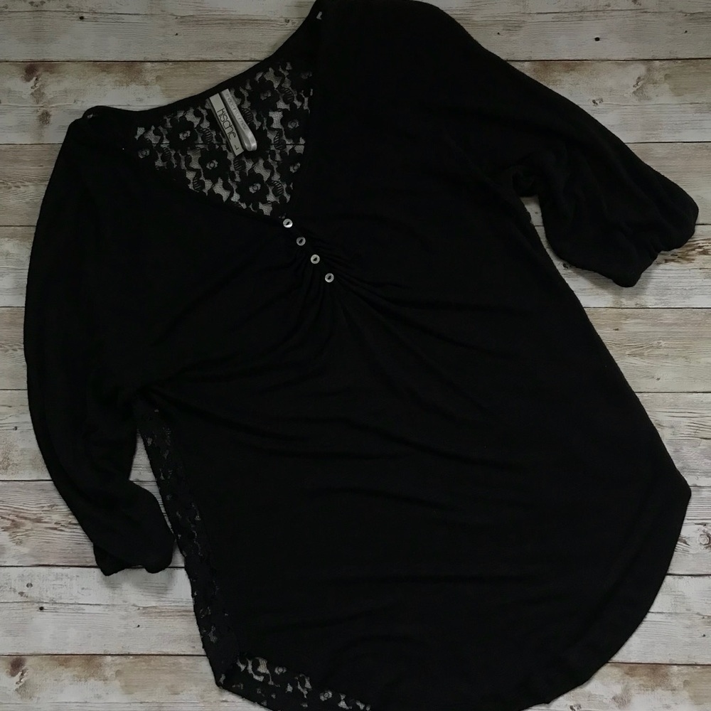 Long Sleeve Black Shirt with Lace Back